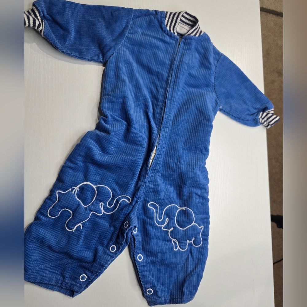 Vintags Sears Elephant Baby Boy Courdoroy Jumpsuit 6-9 Mos [Flaws]